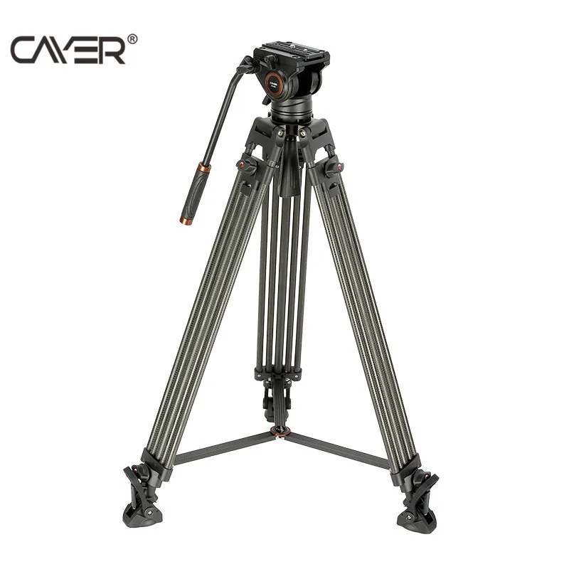 Cayer BV25LH Hot selling carbon fiber tripod kit professional video camera tripod with horsehoof rubber feet 3 sections