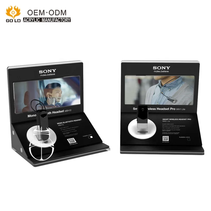 Fashion Style Modern Counter Top Icd Acrylic Blue Tooth Headset Store Display  Rack