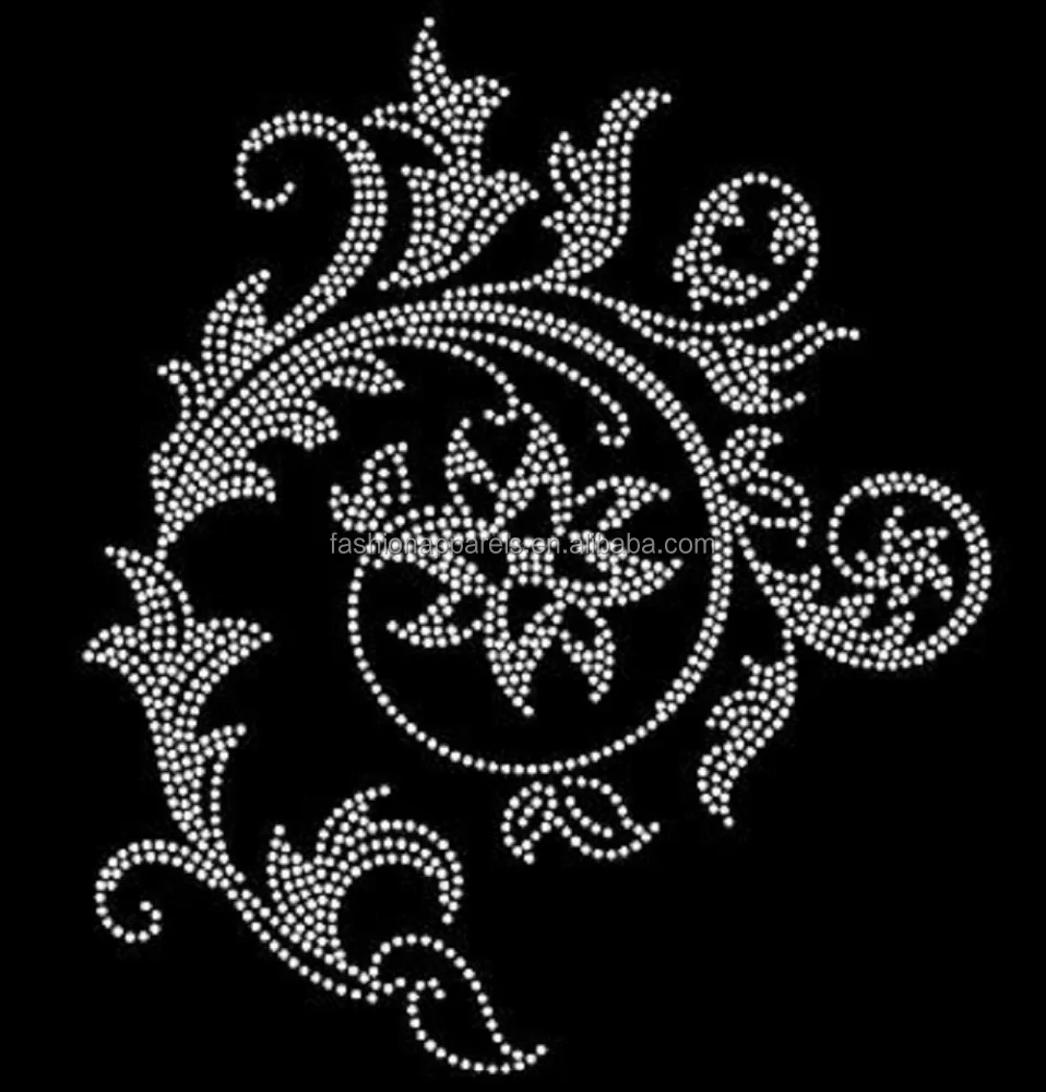 Curtain and Cushion Flower Rhinestone Iron on Transfer