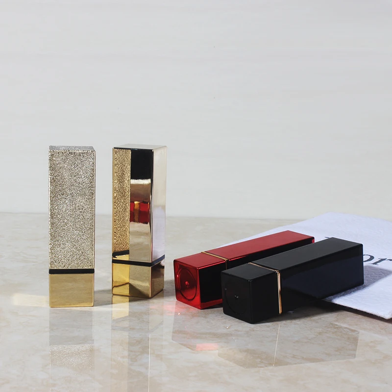 wholesale golden lipstick tube empty cosmetic container packaging square lip tint balm liquid lip gloss matte private label