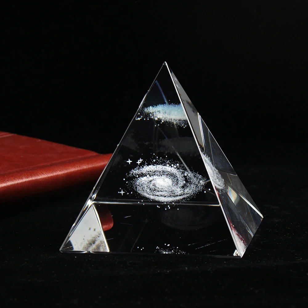 Bulk Crystal Pyramid 3D Laser Engraved Galaxy Crystal Pyramid Custom