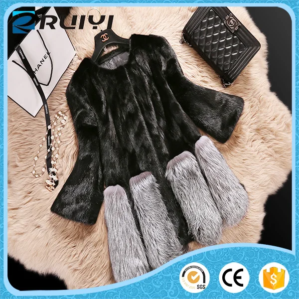 fashion ladies black winter faux fur jacket