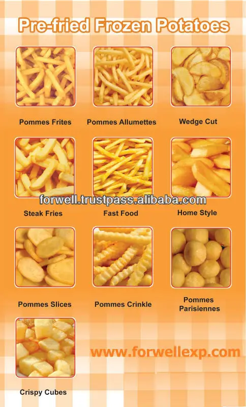 FROZEN FRENCH FRIES FROZEN POTATO ( size 6x6, 7x7 , 9x9 . 10x10 , 13x13 ,14x14 mm)