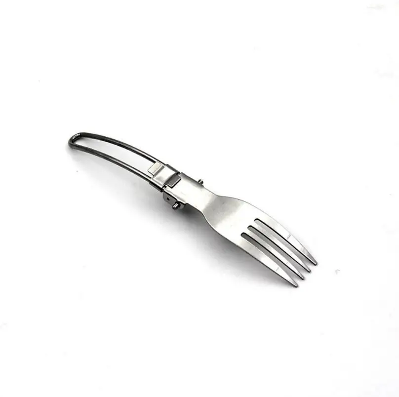 Multifunctional folding camping tableware stainless steel fork knife spoon travel set for outdoor