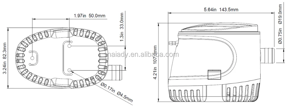 NAIADY 750GPH DC Automatic Boat Bilge Water Pump for marine