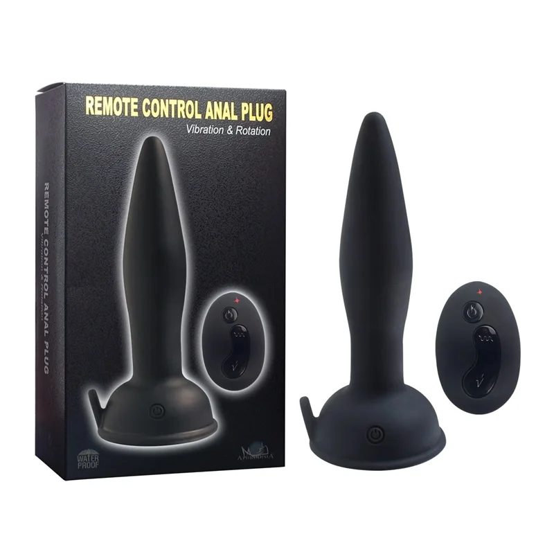 
remote control silicone anal plug butt plug ,beads rotated black anal toys 