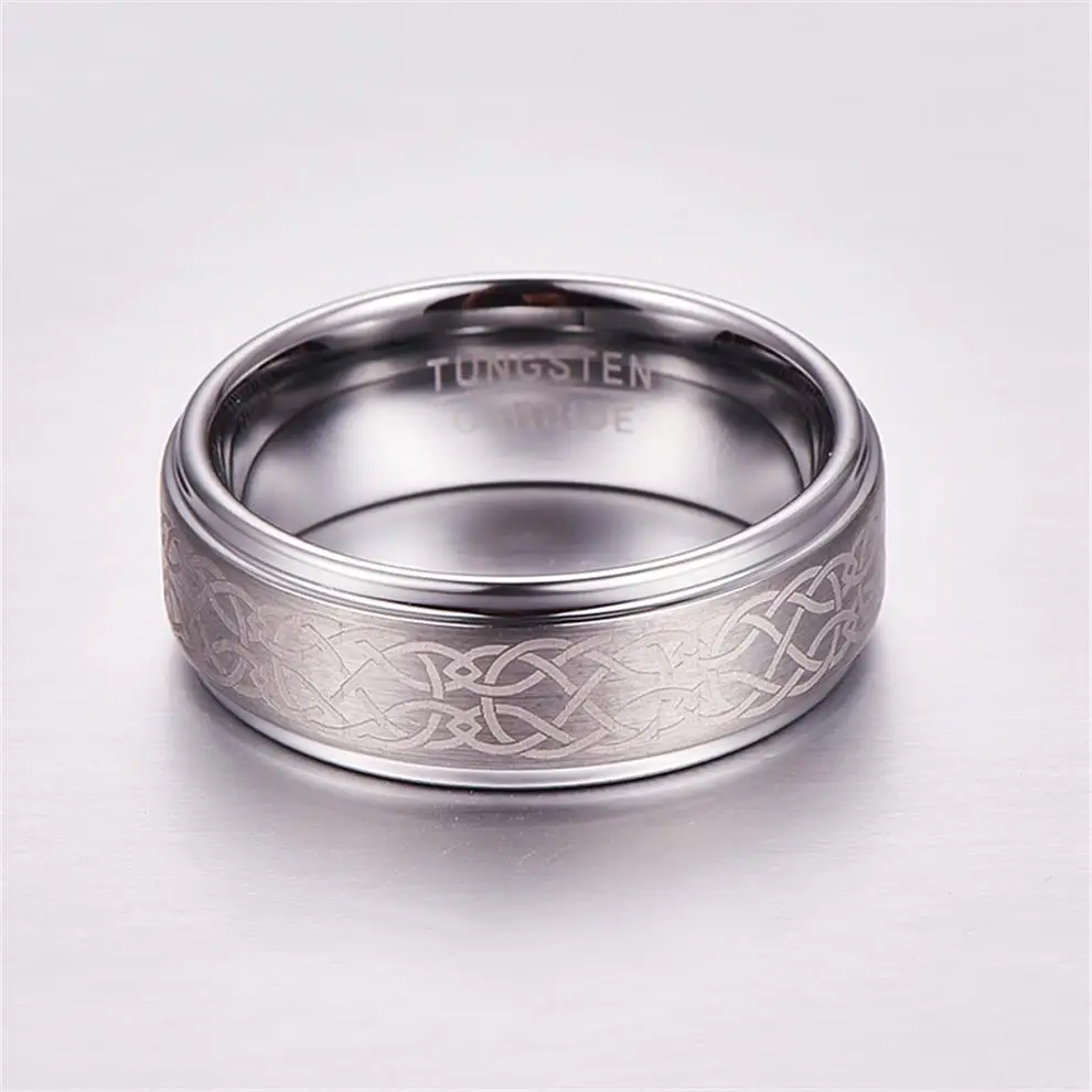 ring Laser Celtic Knot men band Brushed  finish Tungsten Carbide jewelry for men ring