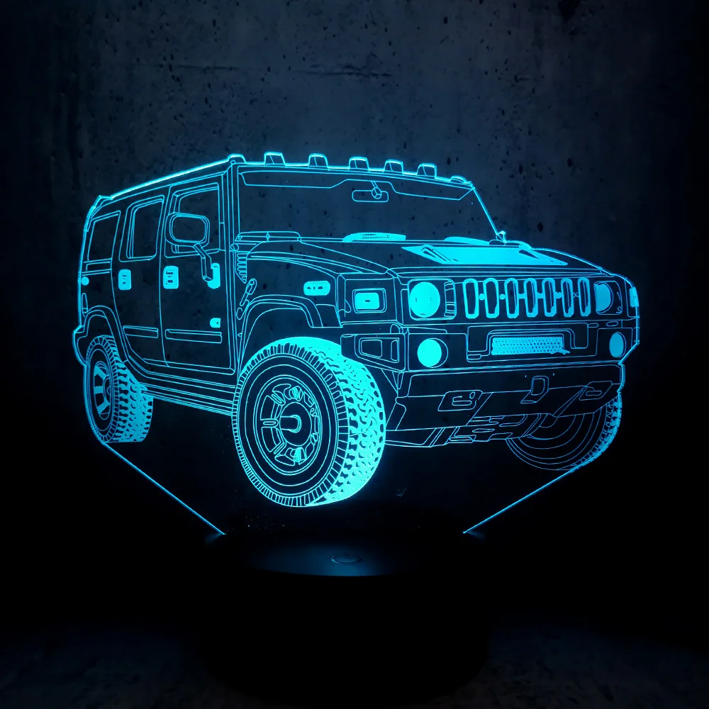Hummer shape LED lamps 3D Illusion night light car fans gifts room decor desk exhibition table display boys moon lights