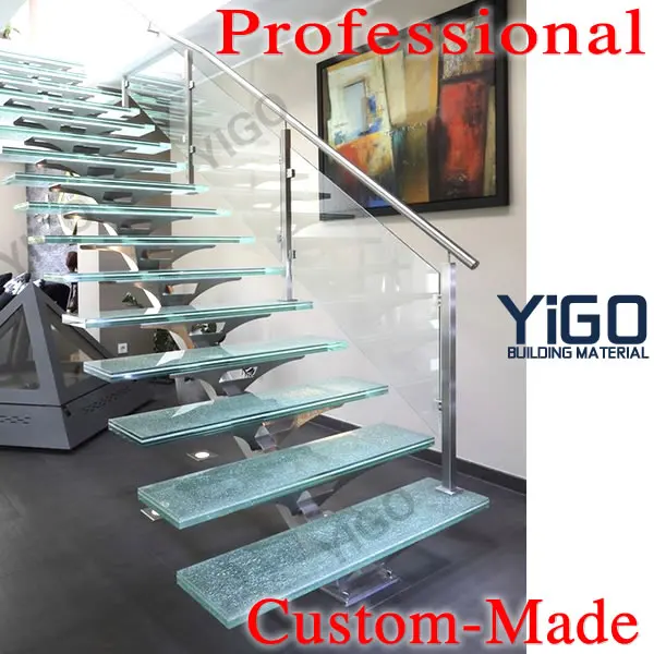 glass banister staircase ,glass stair treads