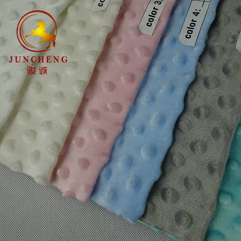 100% polyester knitted super soft hand feeling colorful minky dot fabric