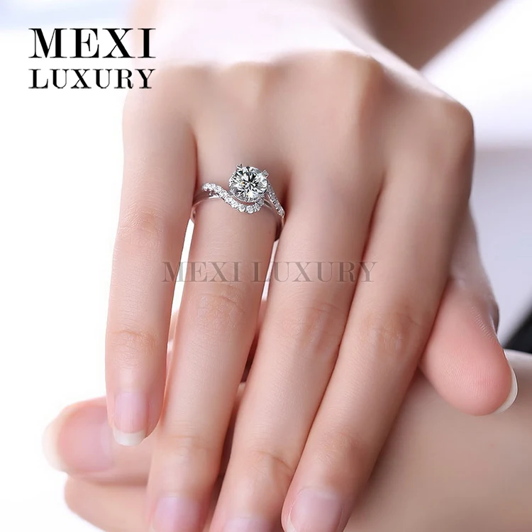 Factory 18k white gold 6.5mm 1CT def moissanites engagement gold diamond ring