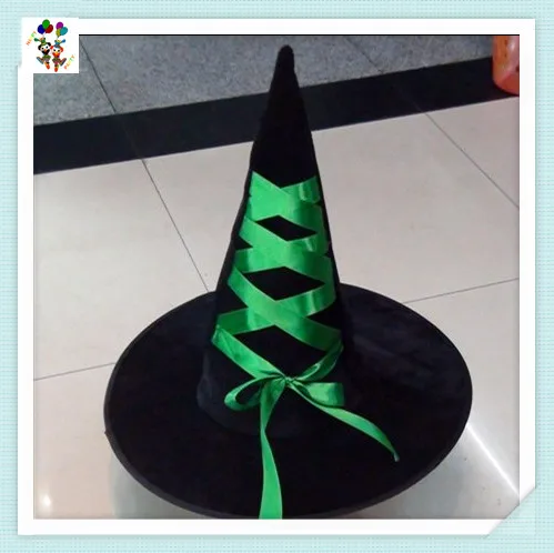 Children Fancy Dress Costume Black Halloween Witch Hats with Feathers HPC-0227