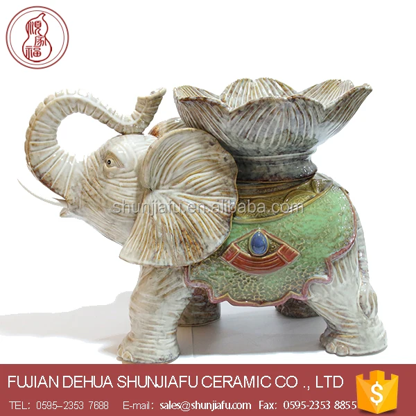 Home Ornament Ceramic Elephant With Tray