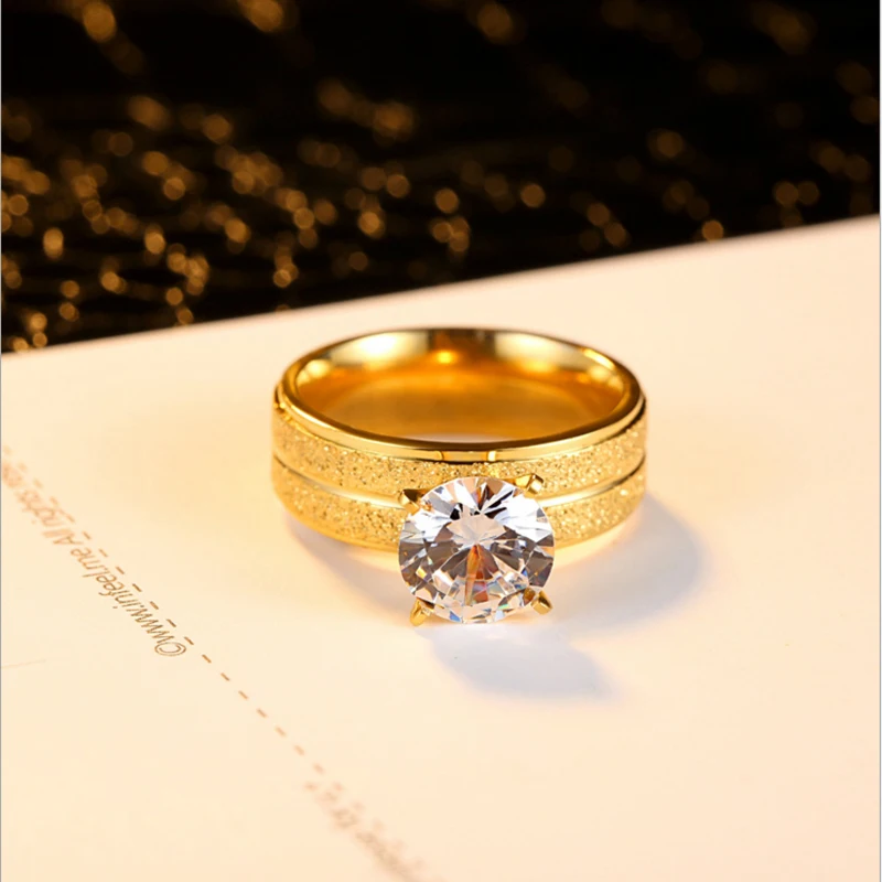 Hot Selling Personalized Four Claw Crystal Diamond Rings For Sale Cuff Stylish Finger Rings Mens Titanium Steel Rings