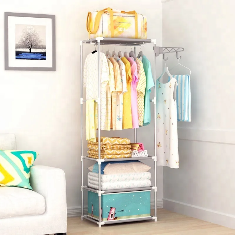 Clothing rack frame non-woven stainless steel simple assembly bedroom furniture coat rack