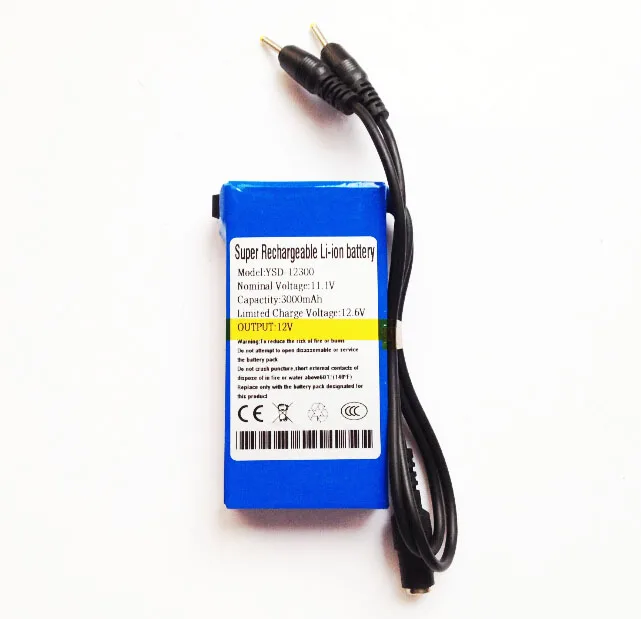 DC 12V 3000mah blue li-ion battery with dual output 2.5*0.7mm for Lan router welcome customize
