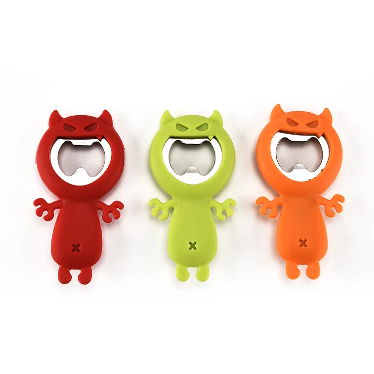 Online  New Creative Cartoon Multifunction Silicone Stainless Steel Bottle Opener Beer Fridge Openers Kitchen Tools