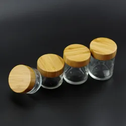 30ml 60ml 100ml 120ml clear glass jar with child resistant real bamboo lid packaging for cosmetic cbd oil