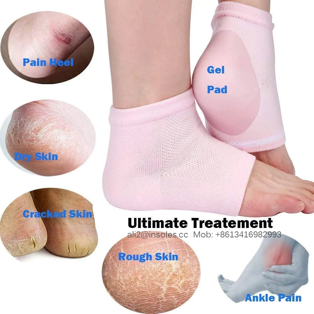 Moisturizing Gel Heel Socks Day Night Toe Open Feet Care Sets Ultimate Treatment for Dry Hard Cracked Skin with Spa