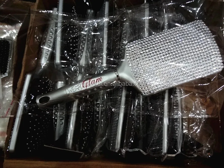 Оптовая bling bling горный хрусталь пластиковая расческа