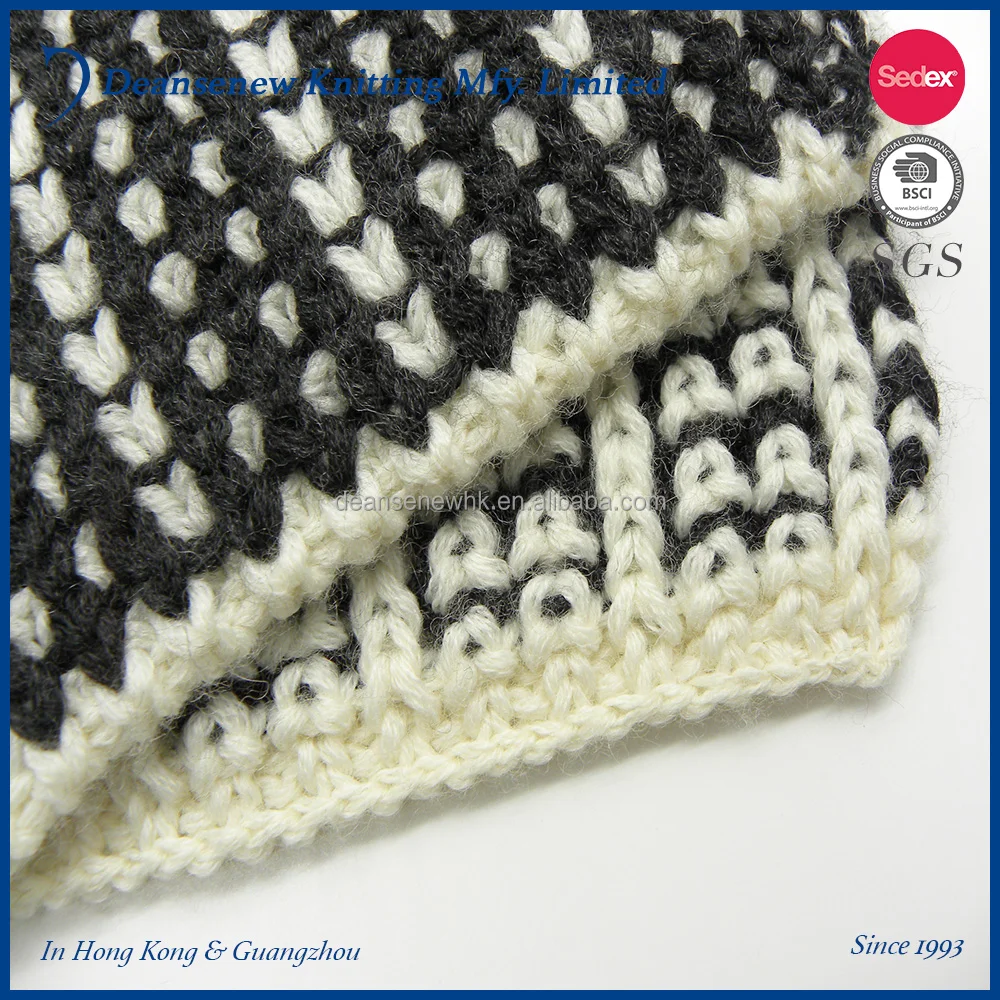 2024  factory  manufacture Fashion high quality  scarf 60% Cotton 30% Nylon 10% Lambswool 2-Tone Texture Knitted Scarf Muffler