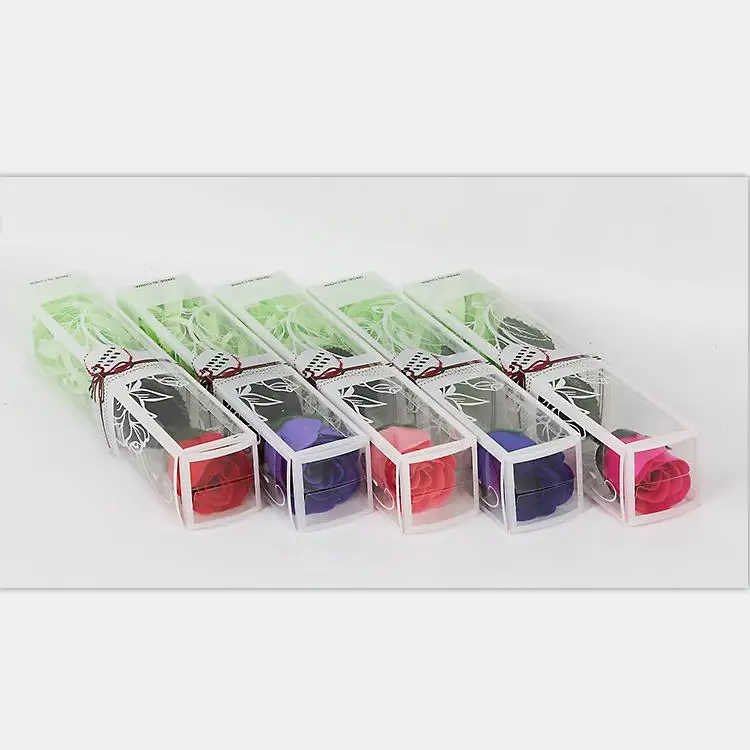  2018 подарок на день Святого Валентина День матери романтическая красочная Роза мыло цветок в квадратной подарочной коробке из ПВХ