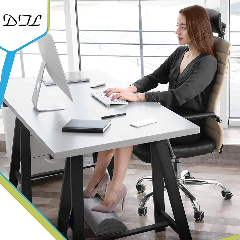 Ergonomic Airplane Office Leg Feet Knee Support Half Moon Footrest Memory Foam Pillow Bolster Foot Rest Cushion For Under Desk