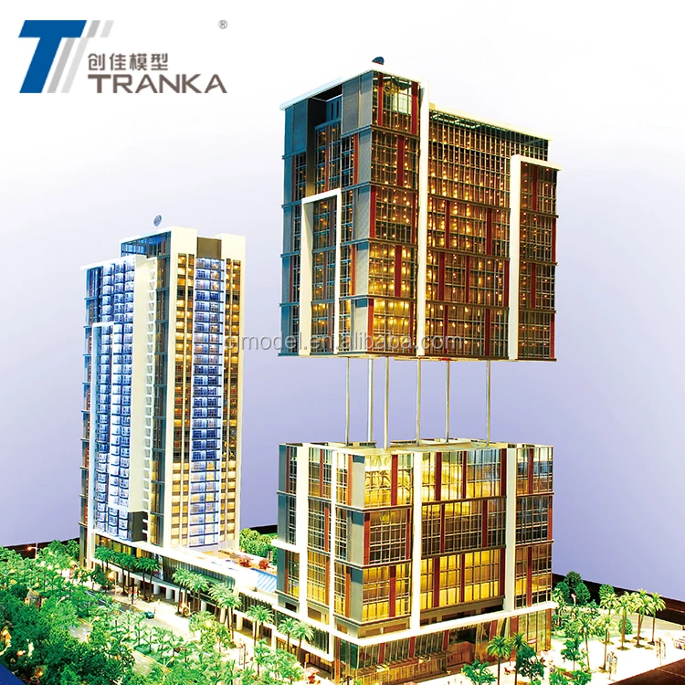 Commercial miniature building model maker with LED lighting