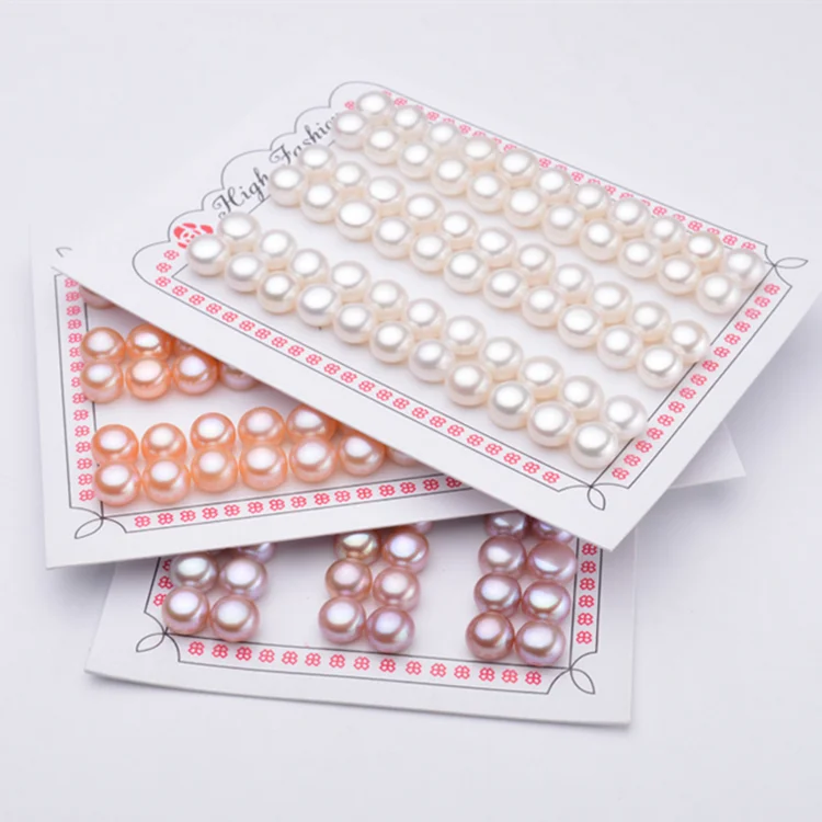 
8-9mm AAA grade button natural real price wholesale half drilled loose fresh water cultured pearl freshwater integrity pearl 