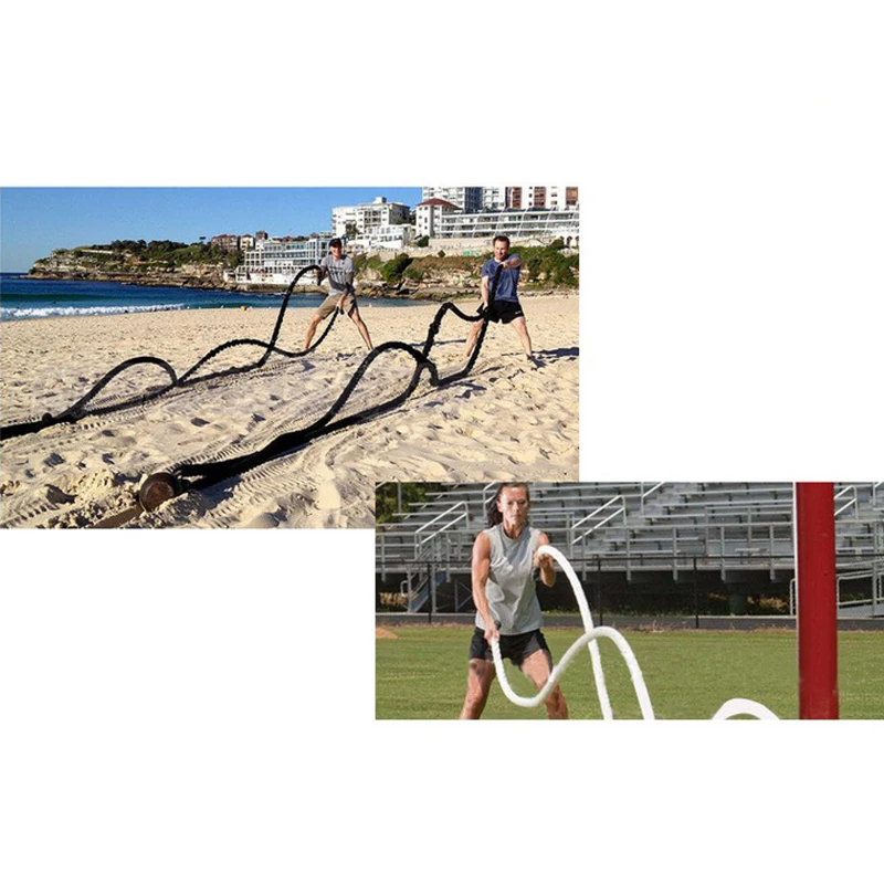 Fitness Battle jump Rope - 38mm/50mm Width Poly Dacron 9m/12m/15m Length Exercise Undulation Ropes