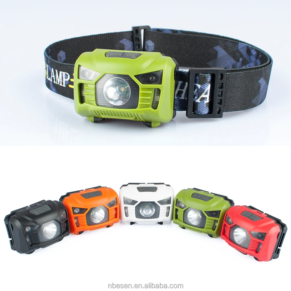 lightweight 3AAA dry battery headlamp with motion sensor and red light