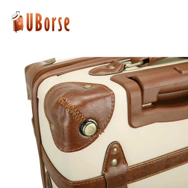 
Retro style travel luggage set pu leather pink decorative case vintage suitcase 