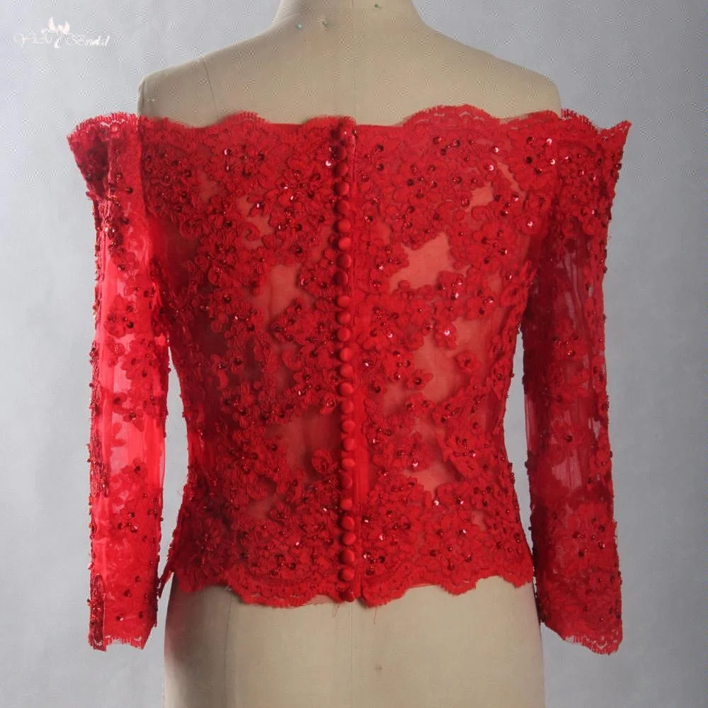 LZP266 Beaded Long Sleeve Off Shoulder Evening Lace Bolero Jacket