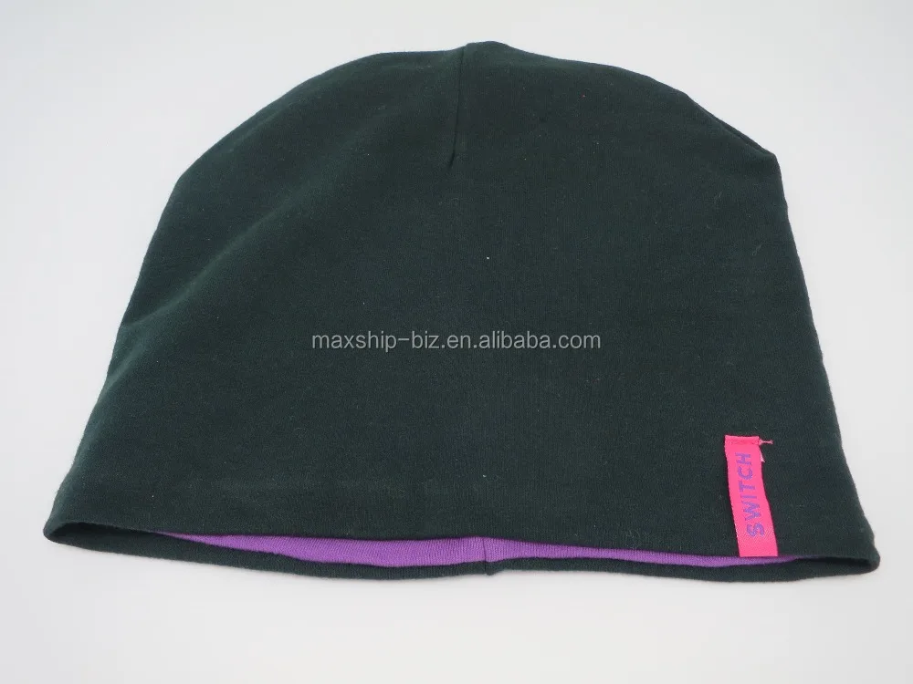 reversible switch 95% cotton 5% spandex jersey hat with custom woven label