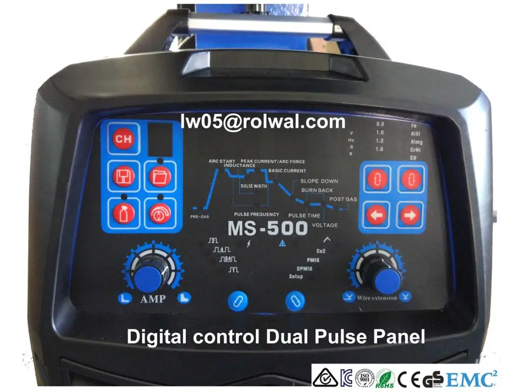SYN Digital Panel Control MIG MAG MMA IGBT Module 500A Double Pulse All in One Aluminum Brass stainless steel Welder