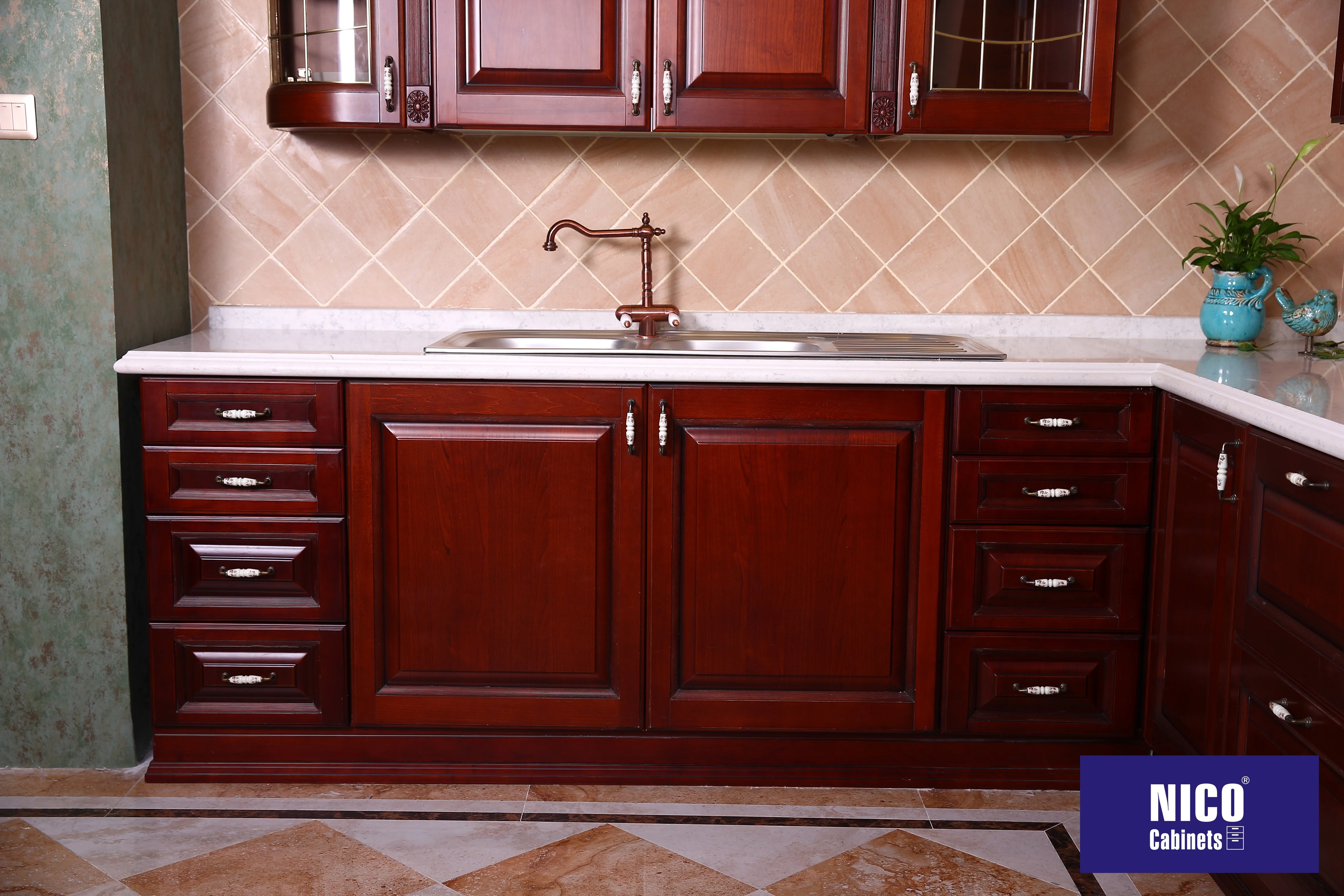 NICOCABINET One Stop Solution Custom Quartz Countertop Shaker Decorating Furniture Kitchen Cabinet kitchen Classic