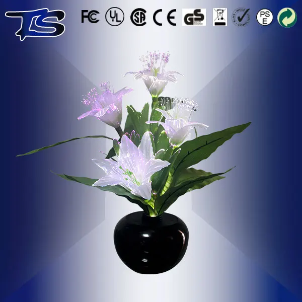 LED plastic  color changing fiber optic Lily  flower lamp  for home decoration