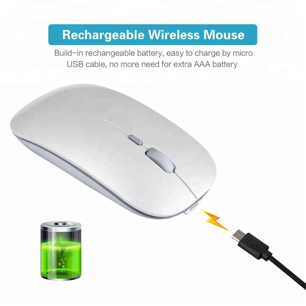 
Cheap Rechargeable Silent Wireless Mouse 1600 DPI Slim For Computer Office 