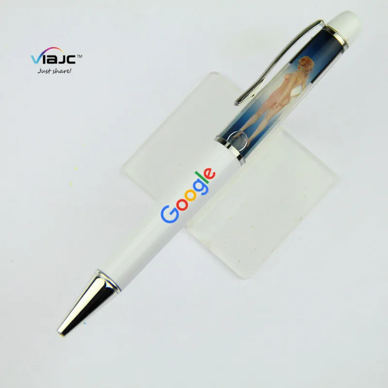 a 3D floater floating liquid ball pen with custom design