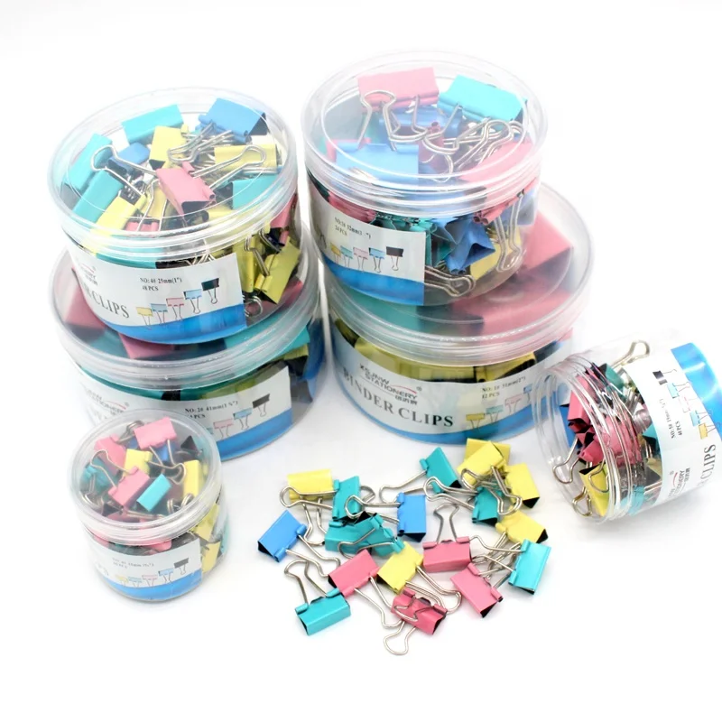 40pcs/box 19mm Metal Binder Clip Paper Clip Clamp Colorful Custom Binder Clips Paper Clamps School Binding Supplies