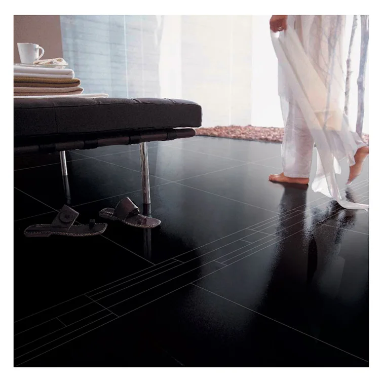 Black glitter ceramic floor tiles