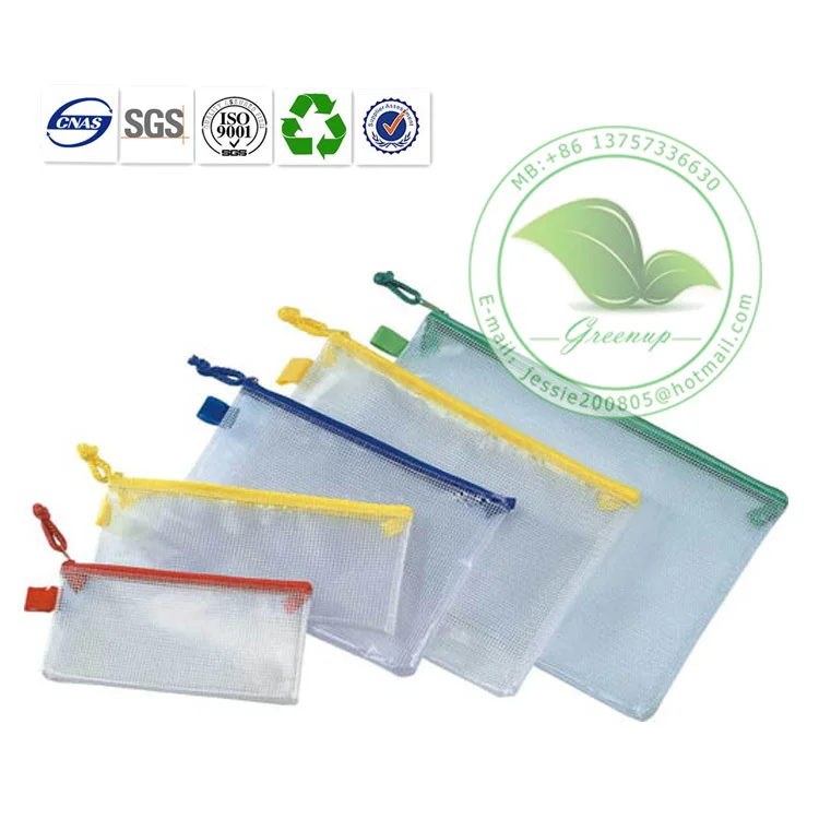 pvc plastic clear waterproof zipper bag for document profile