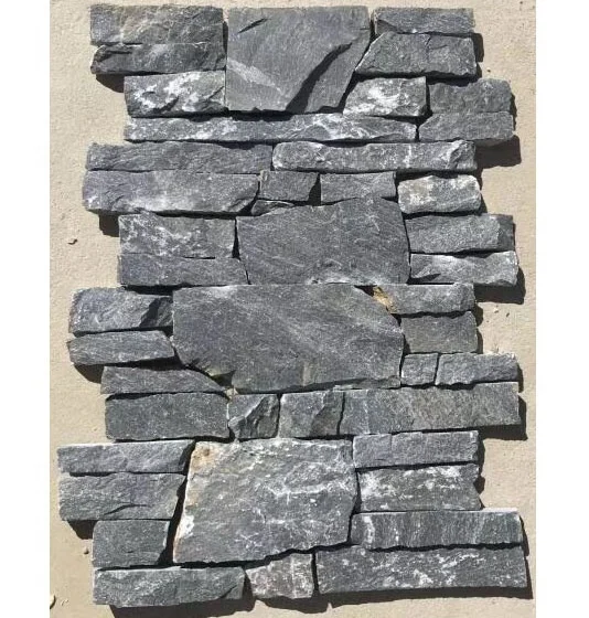Exterior Wall Cladding Black Slate 15x60cm Foshan Dark Grey Natural Stone Veneer Panel