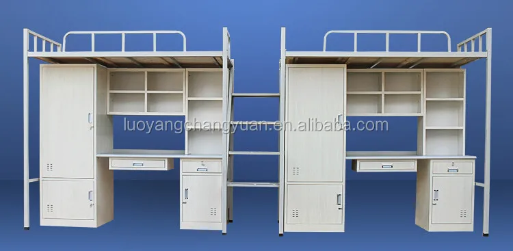 Современный стиль металлические общежитие двухъярусная кровать с письменным столом