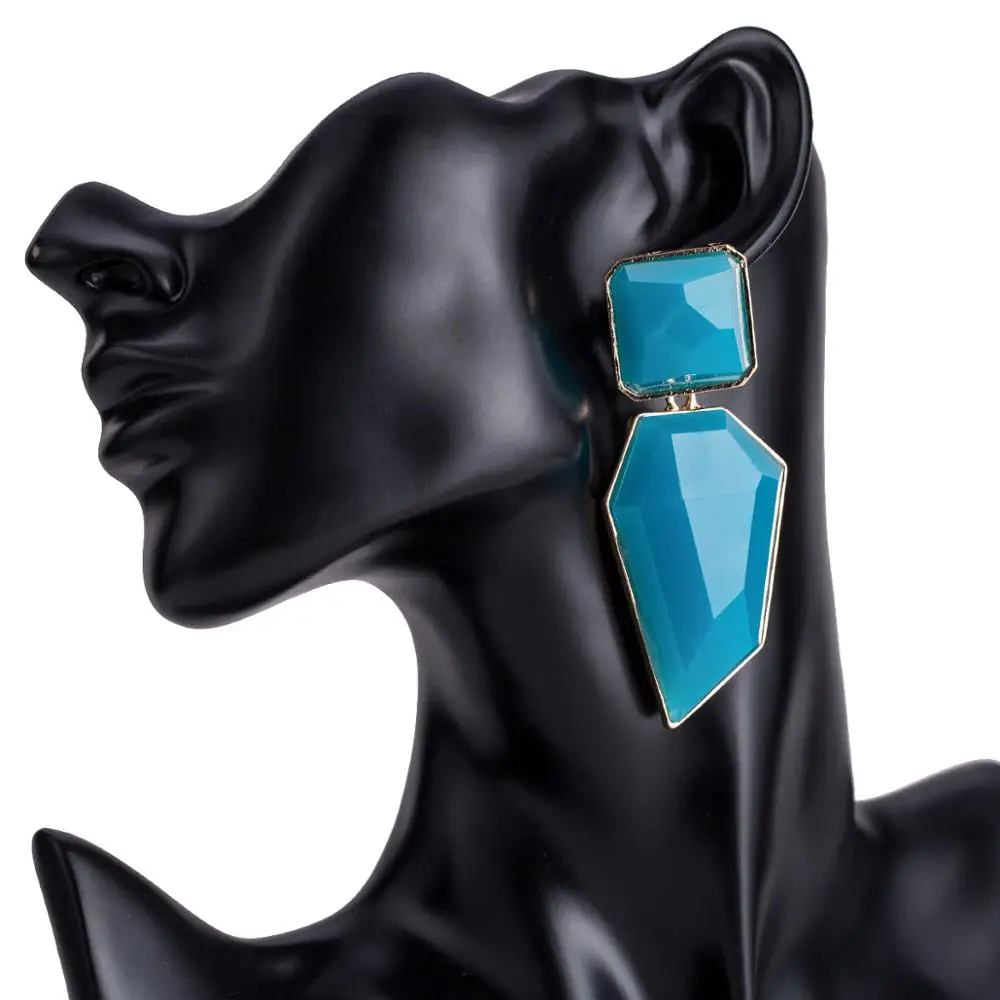 Модные увеличенные геометрические ацетатные серьги-пластины большие женские весенние богемные