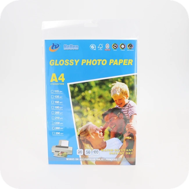 Water Resistant Fast Dry Premium Bright White Waterproof A4 Inkjet Paper Glossy Photo Paper 200gsm A4 Paper