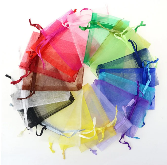 9x12 cm Wholesale Organza Bags Wedding Pouches Jewelry Packaging Bags Nice Gift Bag Mix Colors