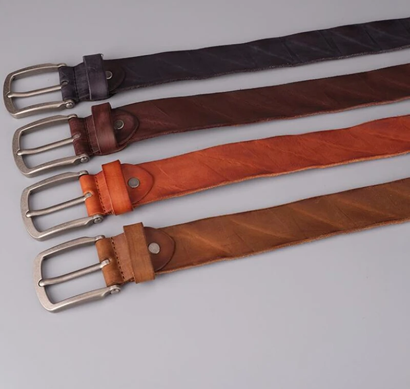 Dreamtop DTC554 pure cow leather mens belt vintage style fashion pin buckle italian leather belt