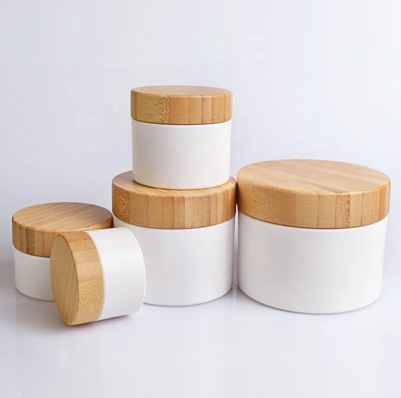 
Luxury cosmetic 20g 30g 50g 100g 150g PP plastic skin care cream jar with bamboo wood cap  (60818279020)
