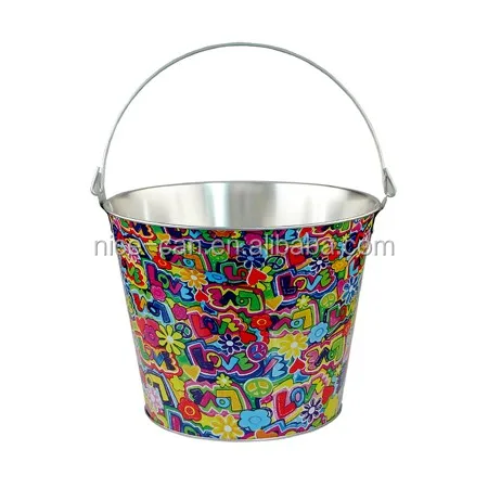 
Galvanized Custom Metal Buckets Tinplate Ice Bucket Beer Tin Cooler 